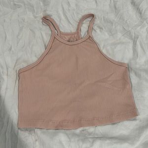 HALTER CROP TANK (RIBBED) - Dusty Rose